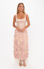 Stephanie Dress ~ Champagne 3D Floral