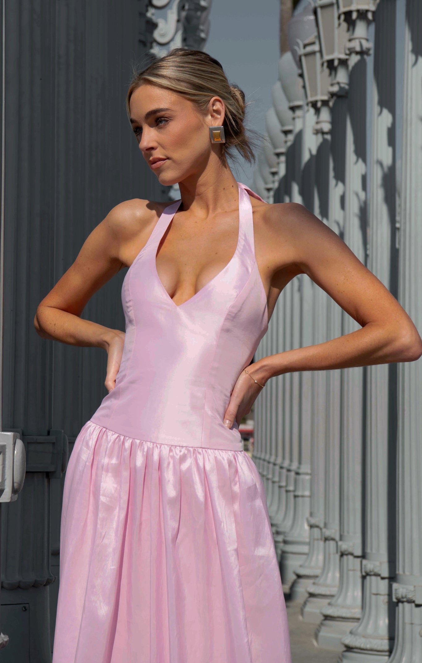 Eliza Maxi Dress ~ Light Pink Light Taffeta
