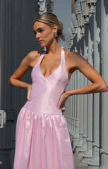 Eliza Maxi Dress ~ Light Pink Light Taffeta