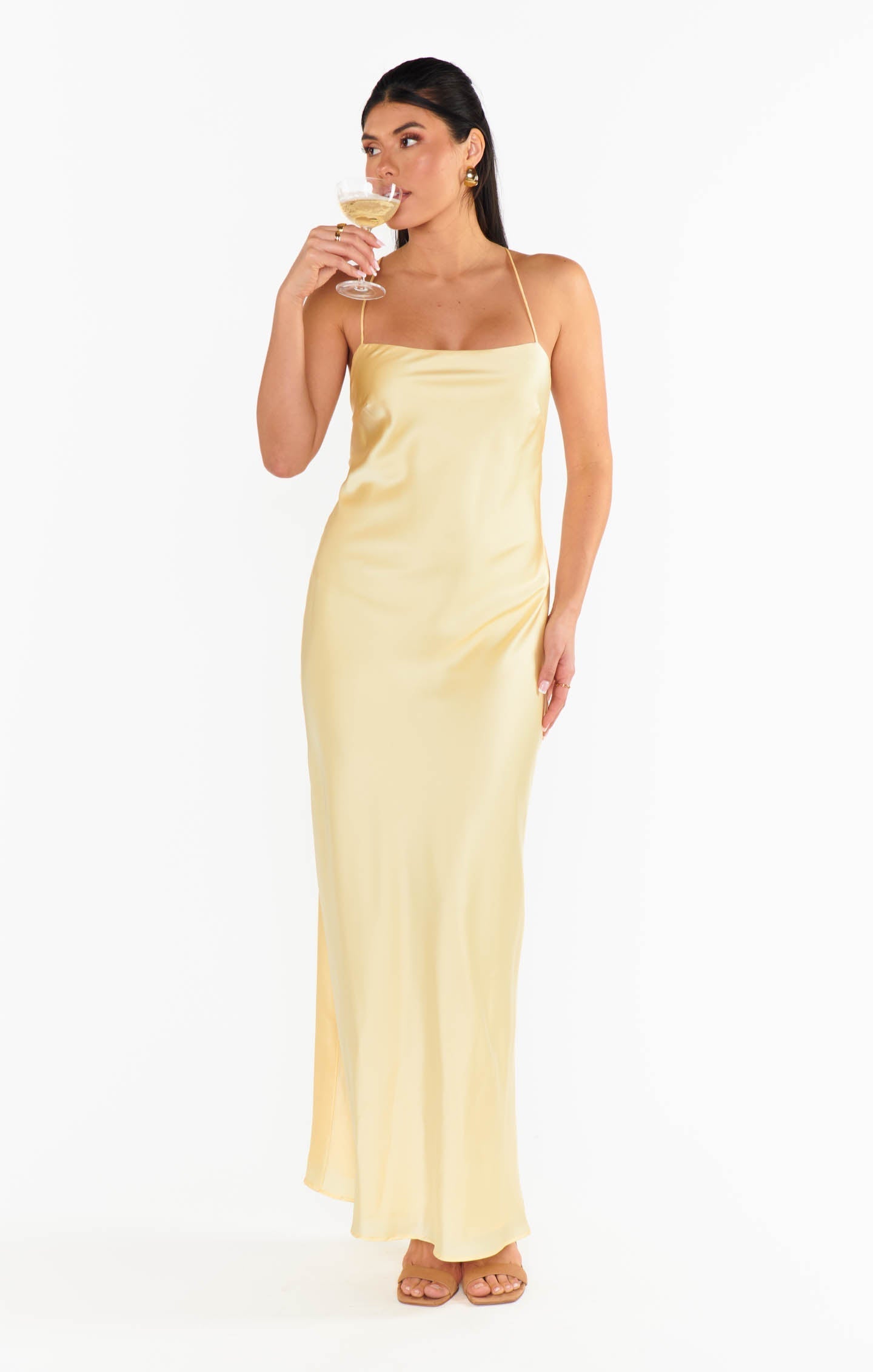 Dani Slip Dress ~ Pale Yellow Luxe Satin