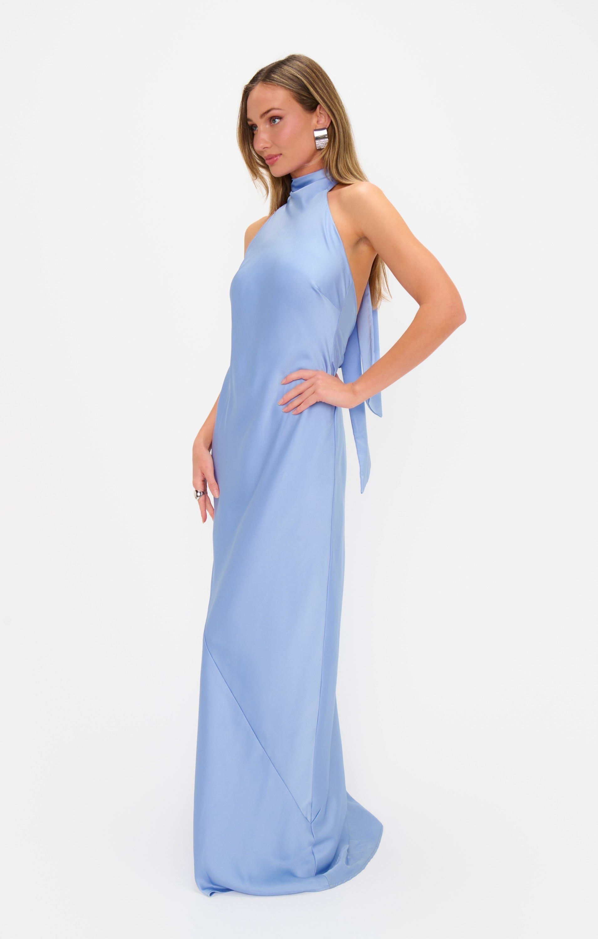 Lisa Maxi Dress ~ Borrowed Blue Luxe Satin