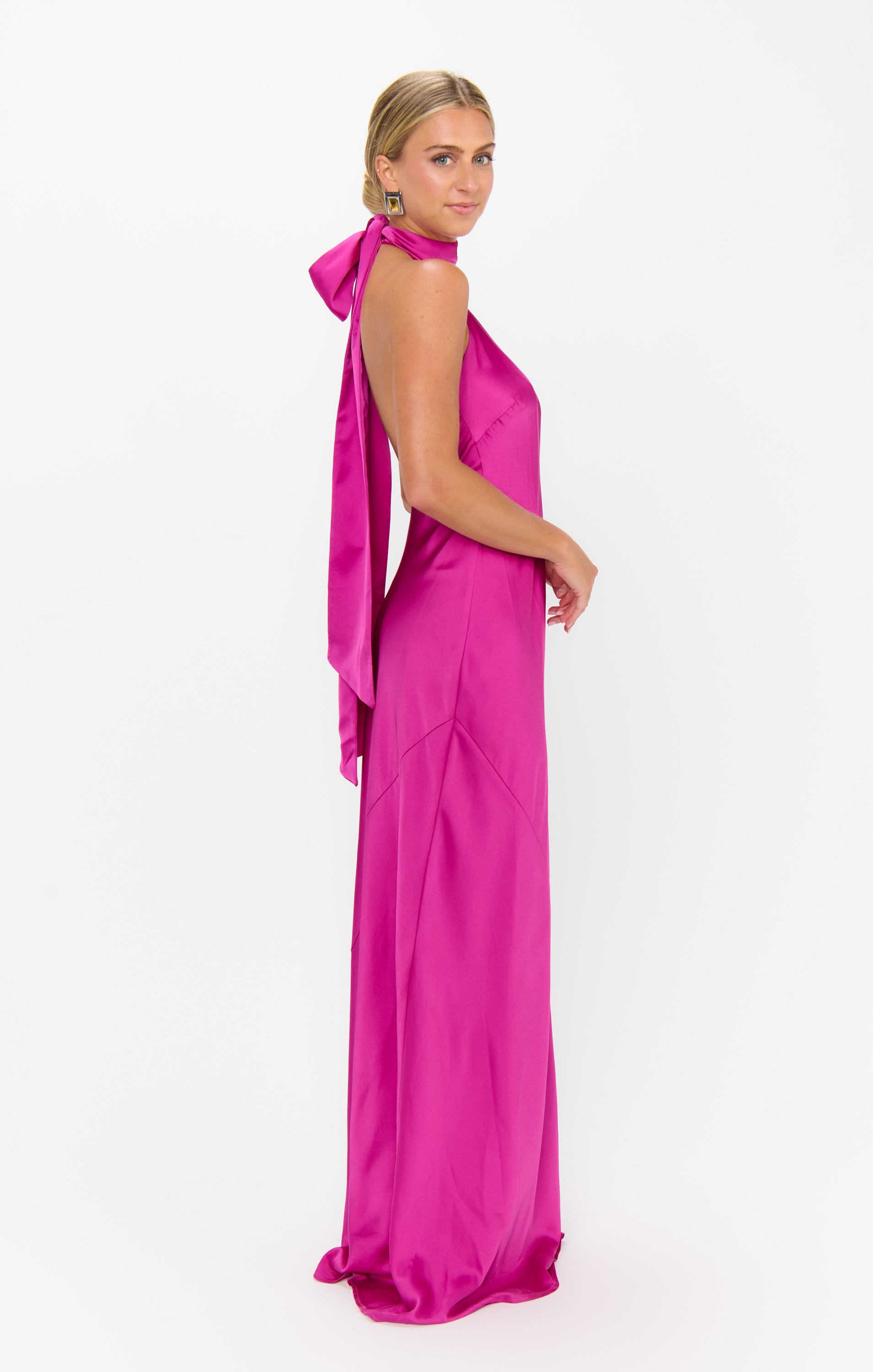 Lisa Maxi Dress ~ Rich Magenta Luxe Satin