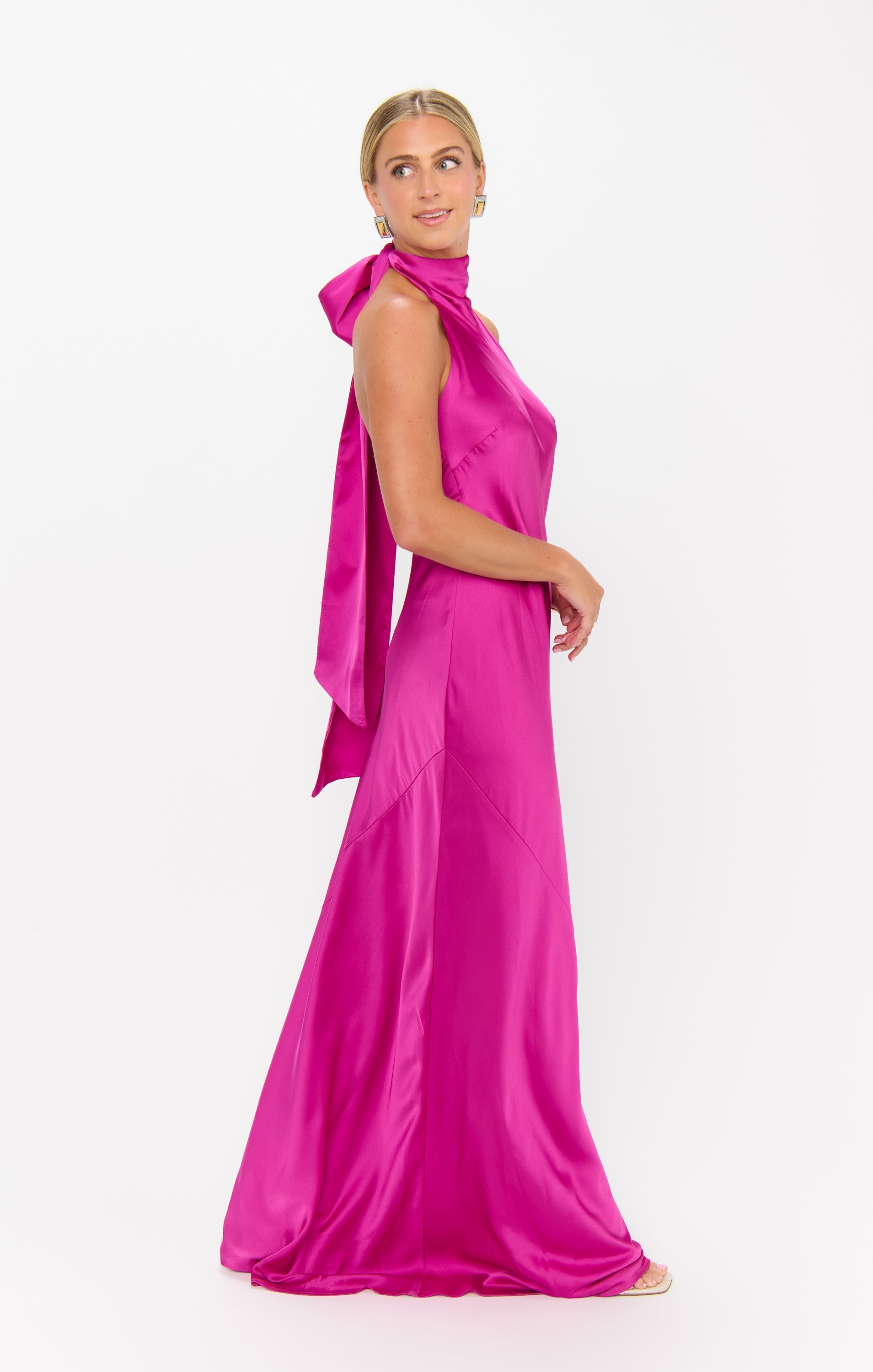 Lisa Maxi Dress ~ Rich Magenta Luxe Satin