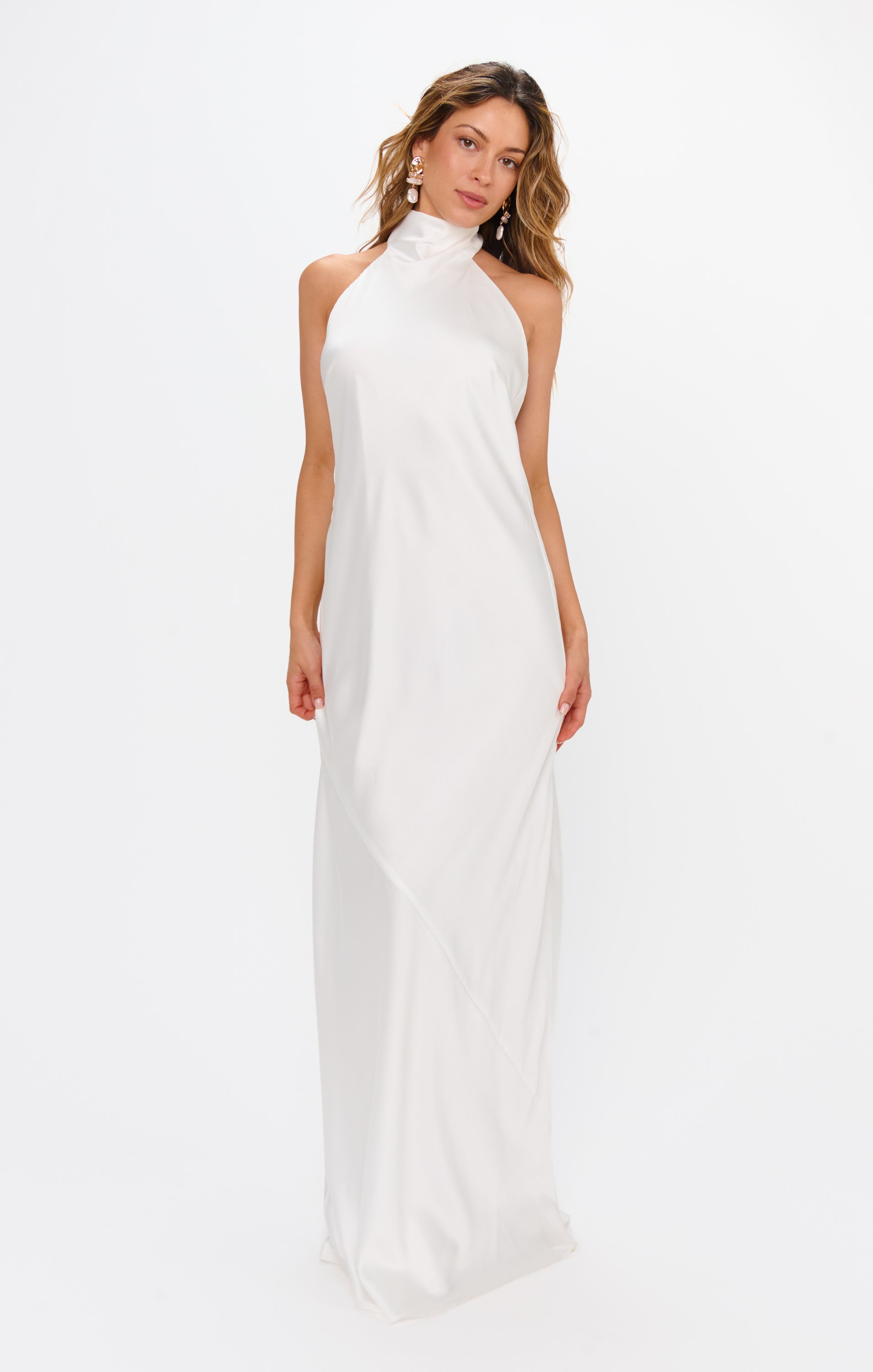 Lisa Maxi Dress ~ Ivory Luxe Satin