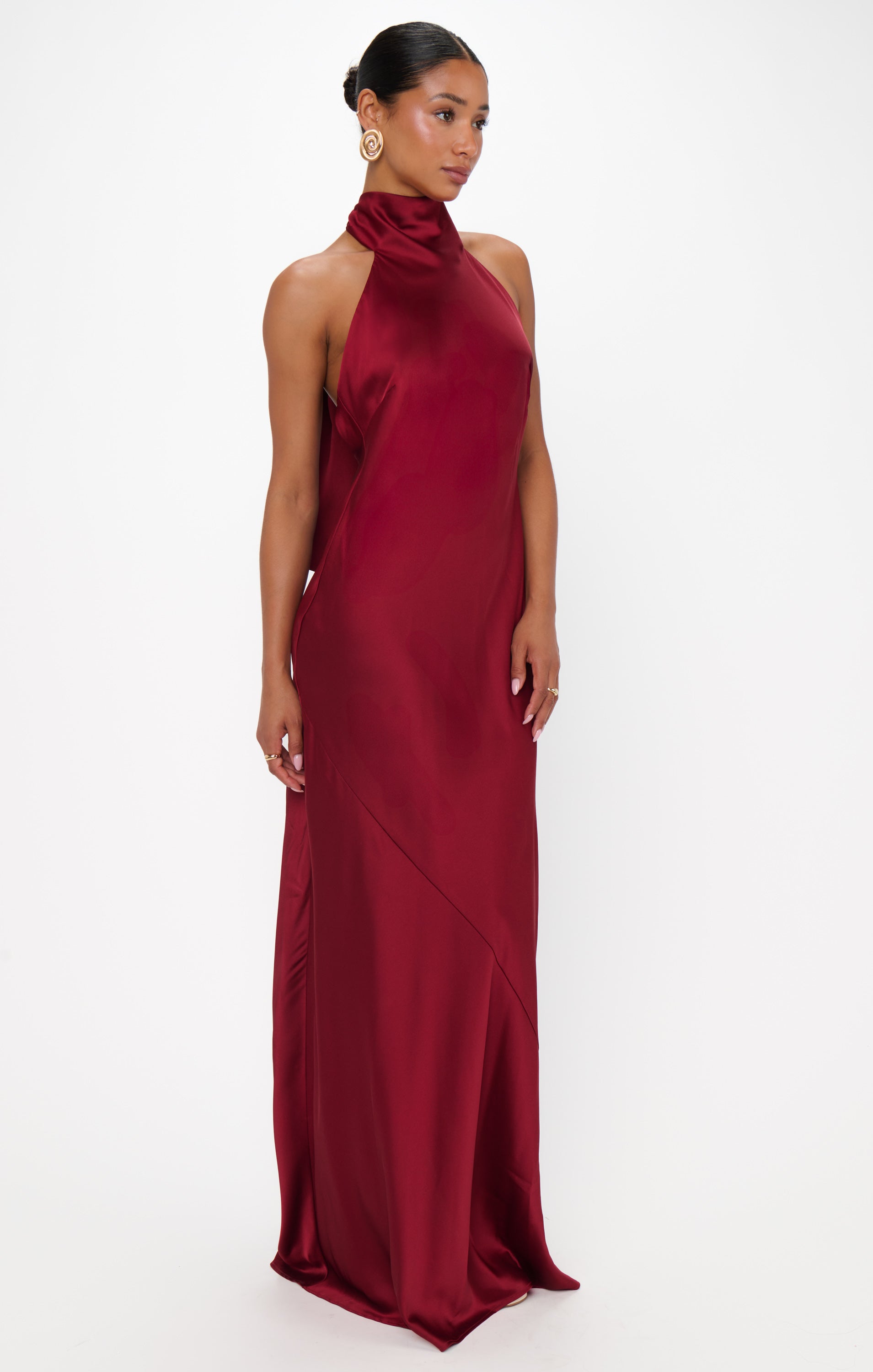 Lisa Maxi Dress ~ Cranberry Luxe Satin