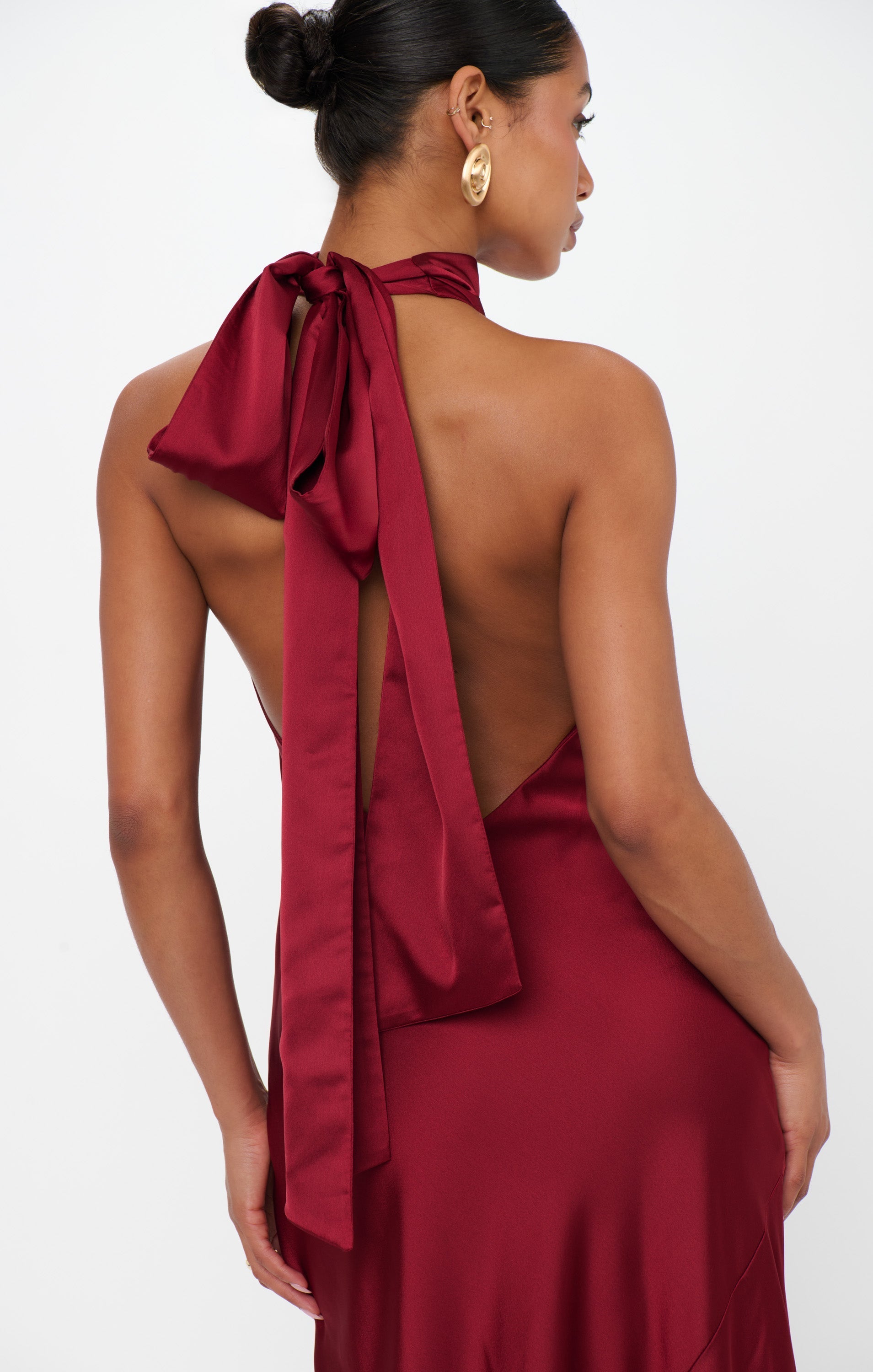 Lisa Maxi Dress ~ Cranberry Luxe Satin
