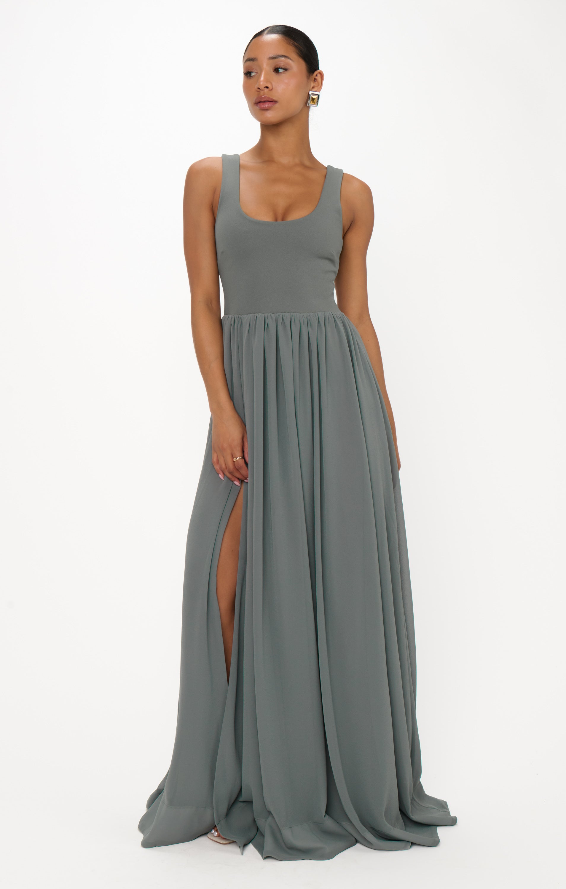 Harper Maxi Dress ~ Deep Sage Chiffon