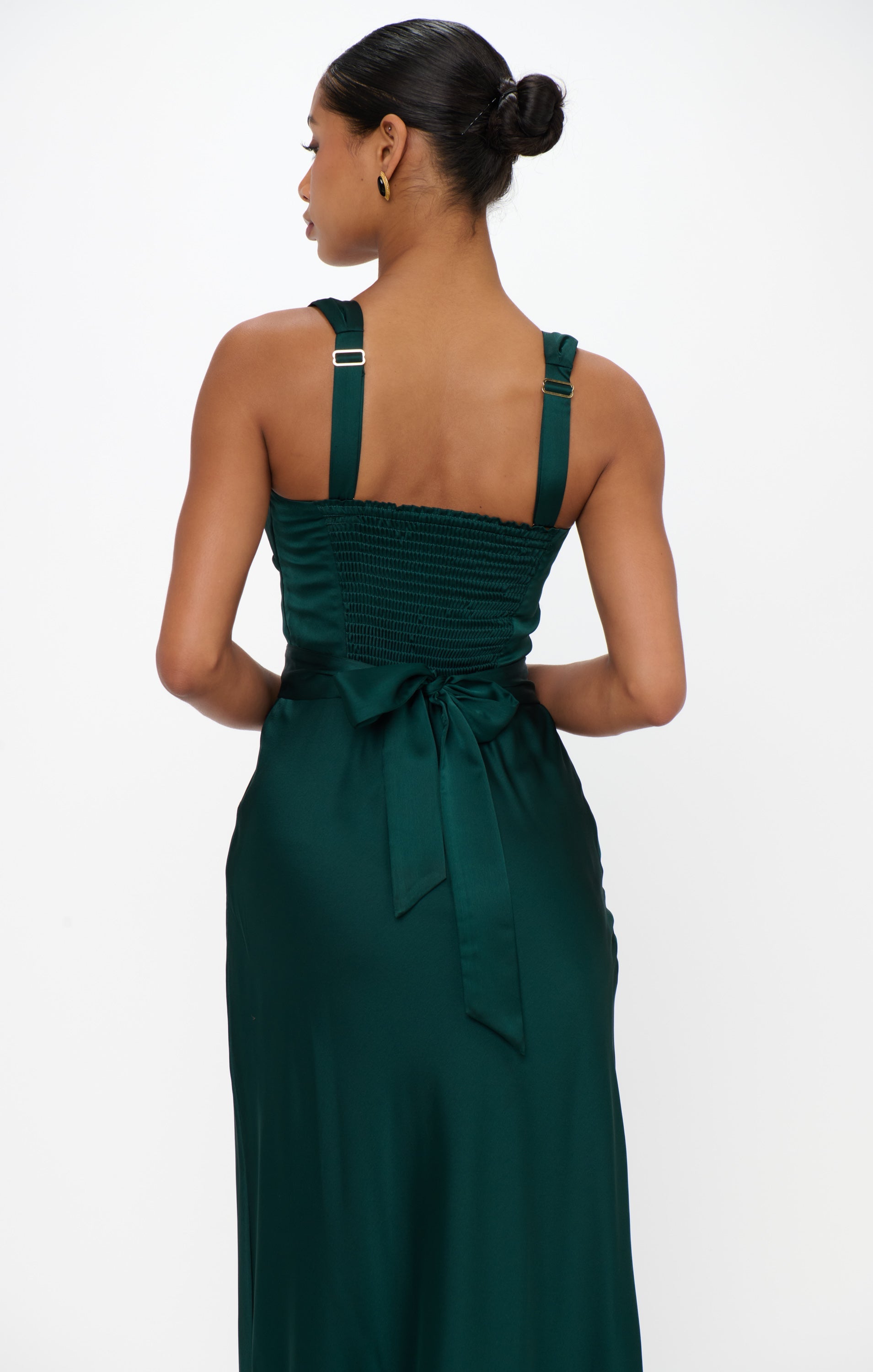 Lana Maxi Dress ~ Deep Emerald Luxe Satin
