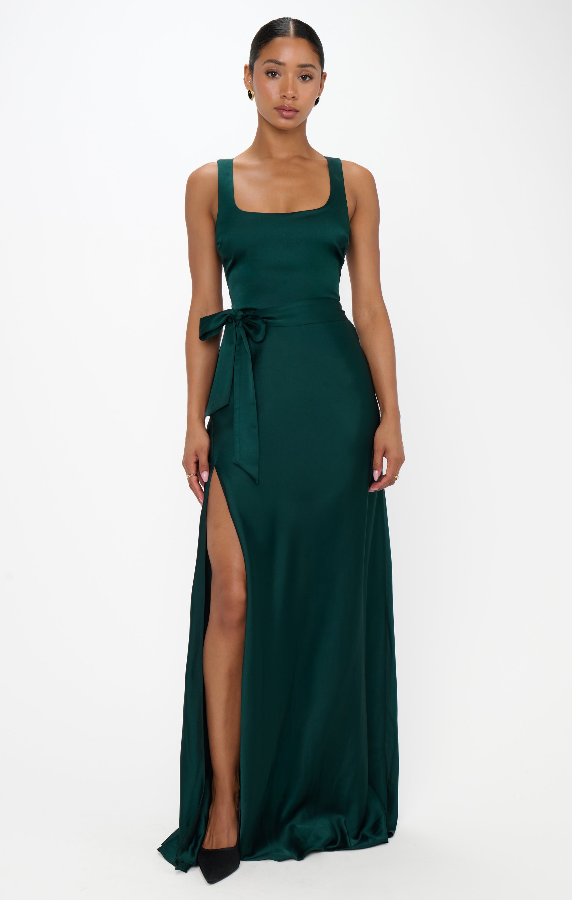 Lana Maxi Dress ~ Deep Emerald Luxe Satin