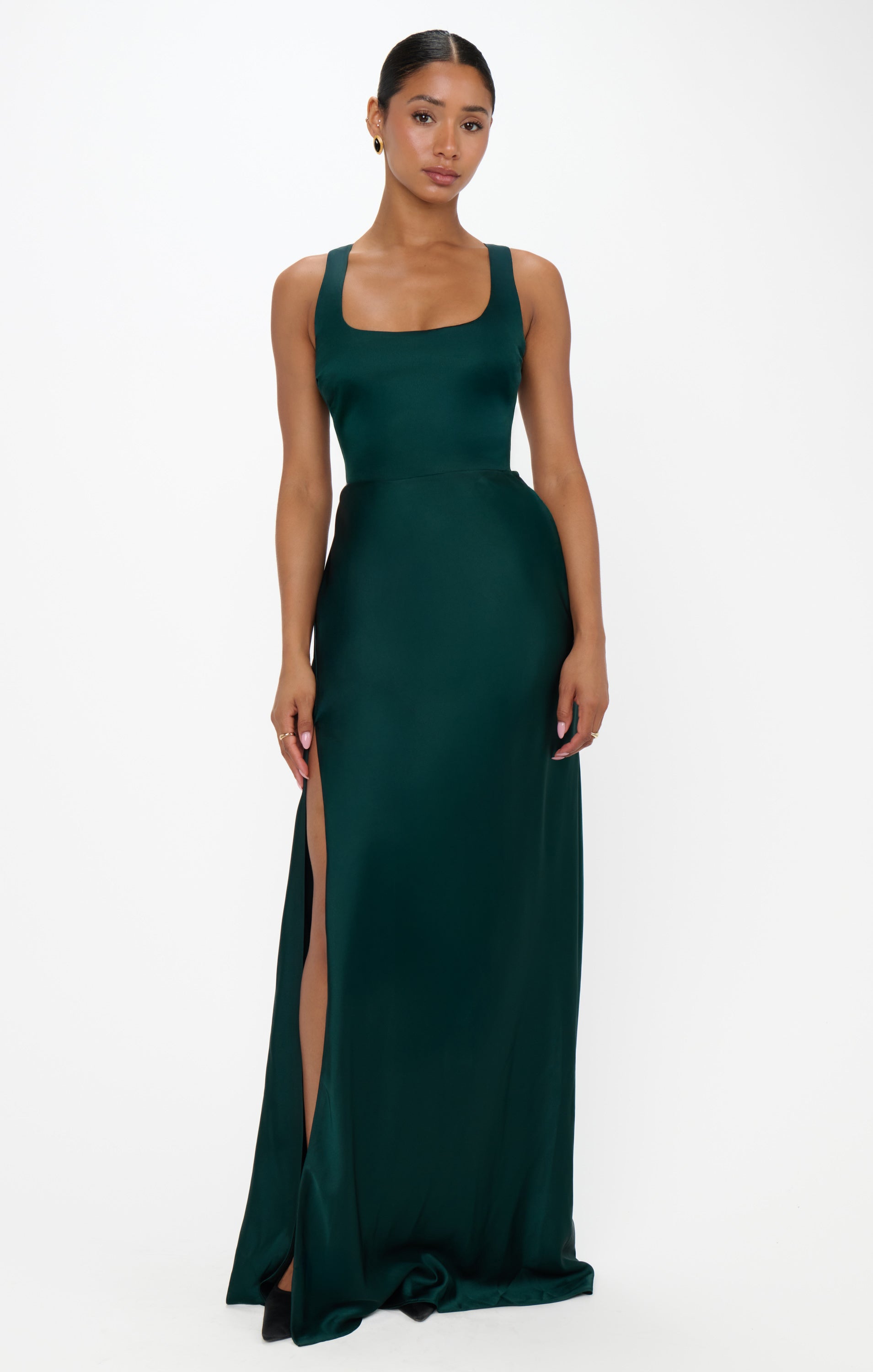 Lana Maxi Dress ~ Deep Emerald Luxe Satin