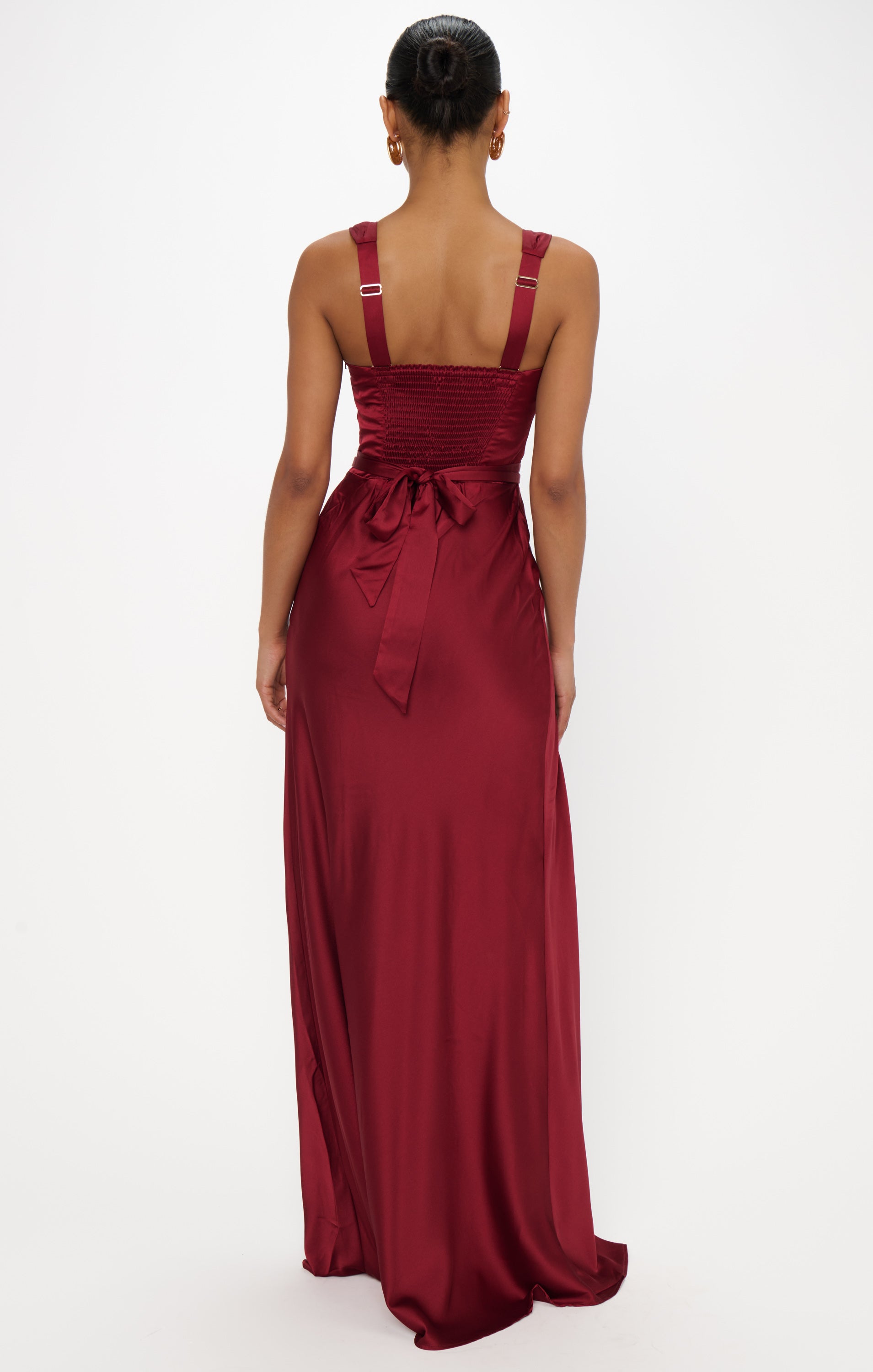 Lana Maxi Dress ~ Cranberry Luxe Satin