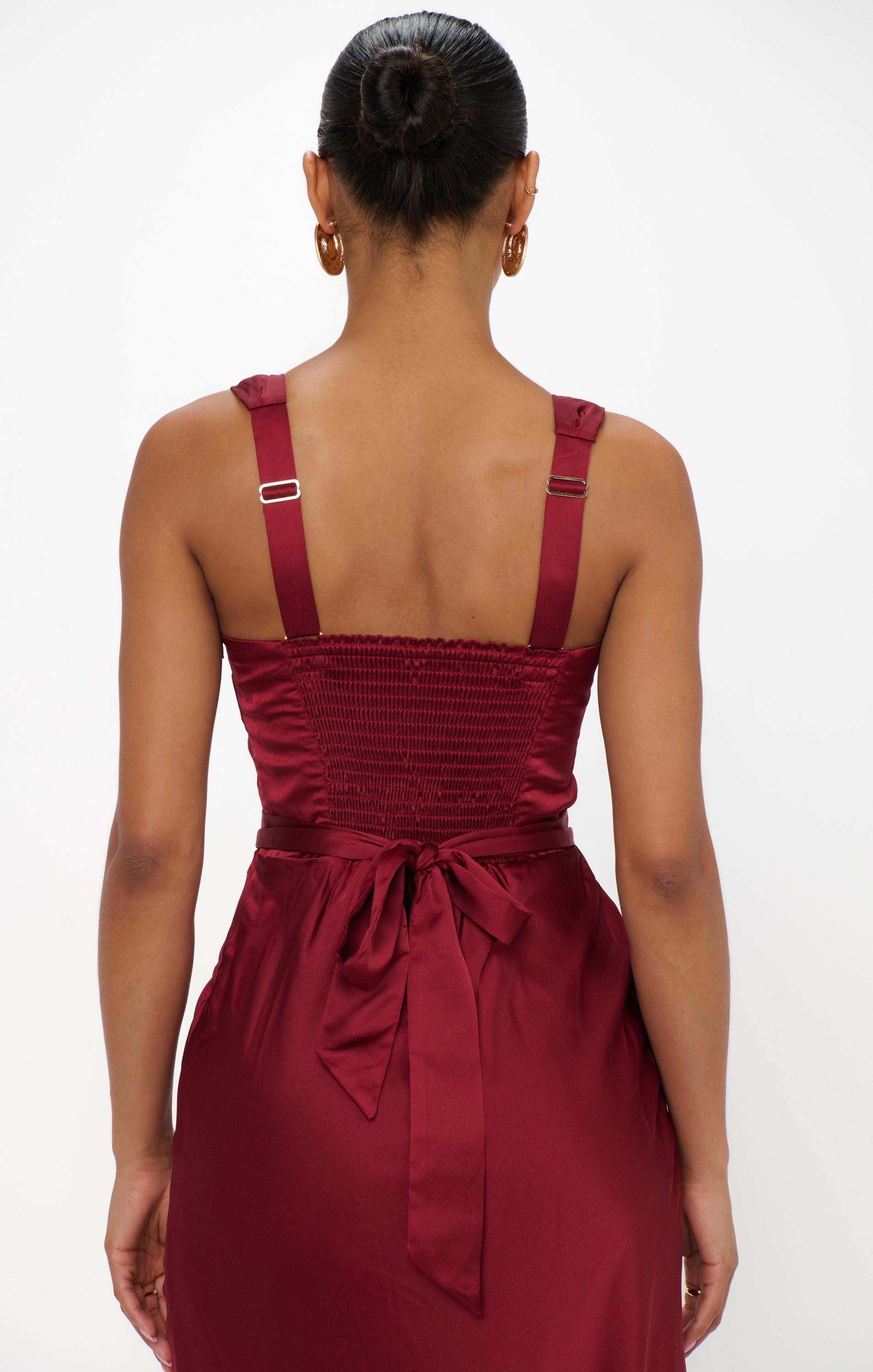 Lana Maxi Dress ~ Cranberry Luxe Satin