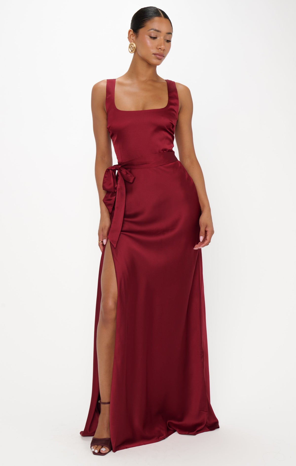 Lana Maxi Dress ~ Cranberry Luxe Satin