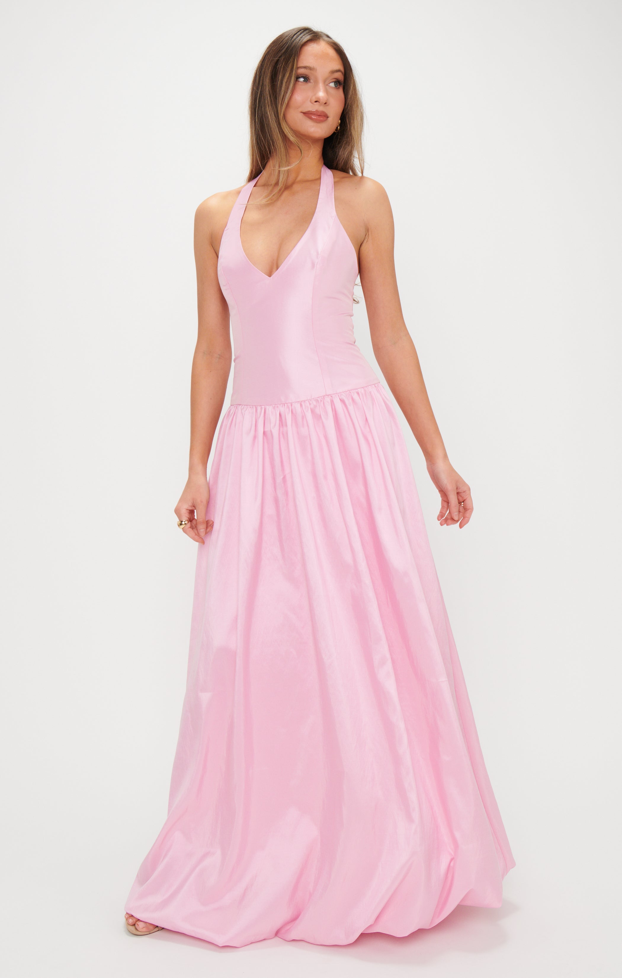 Eliza Maxi Dress ~ Light Pink Light Taffeta