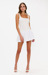 Bradshaw Mini Dress ~ Rosette Mesh White