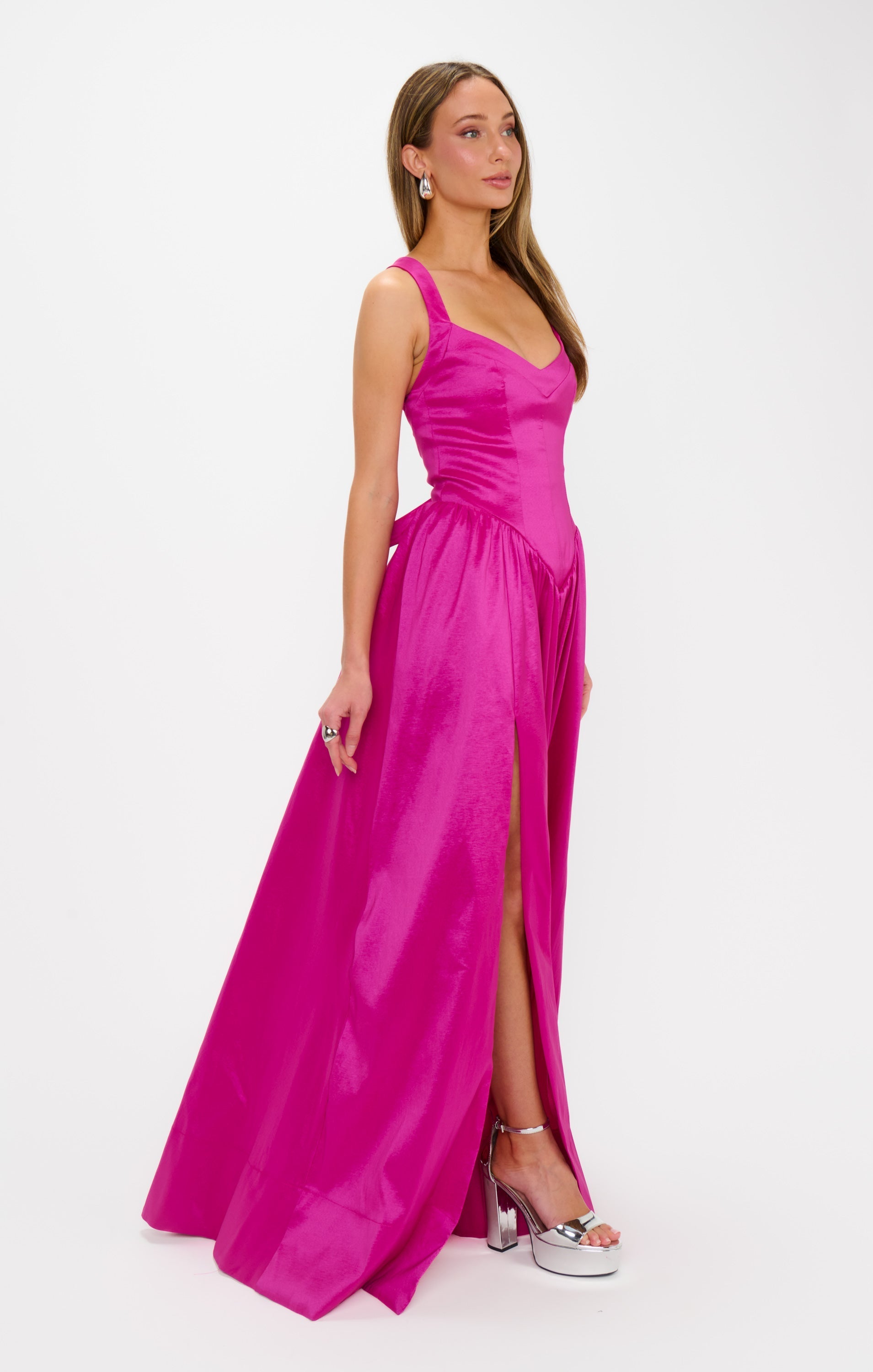 Abigail Maxi Dress ~ Rich Magenta Taffeta