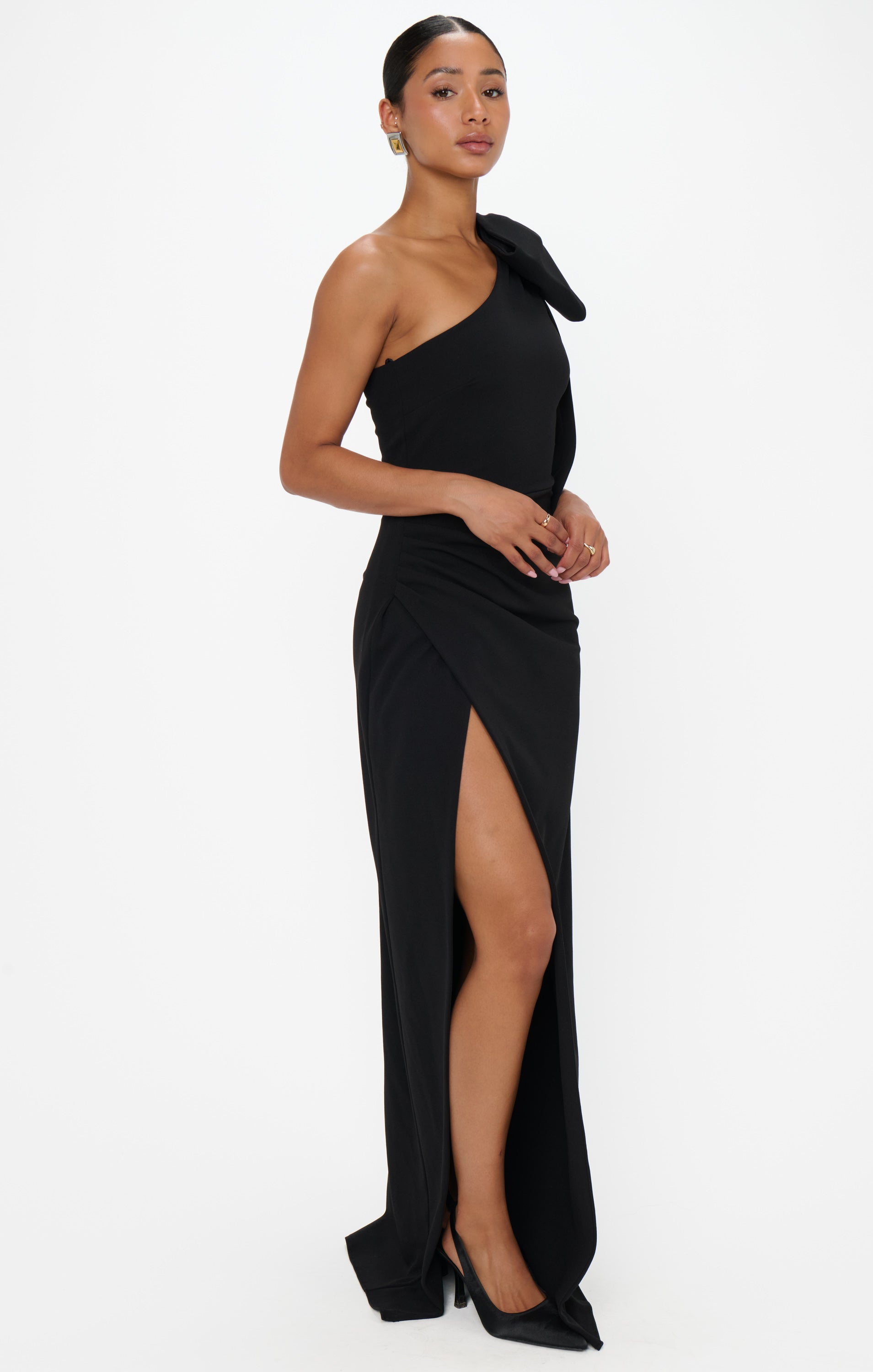 Bliss Bow Dress ~ Black Stretch