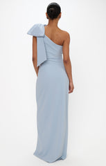 Bliss Bow Dress ~ Steel Blue Stretch
