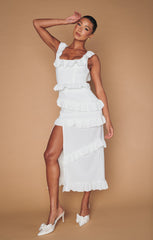 Greta Dress ~ White Stretch