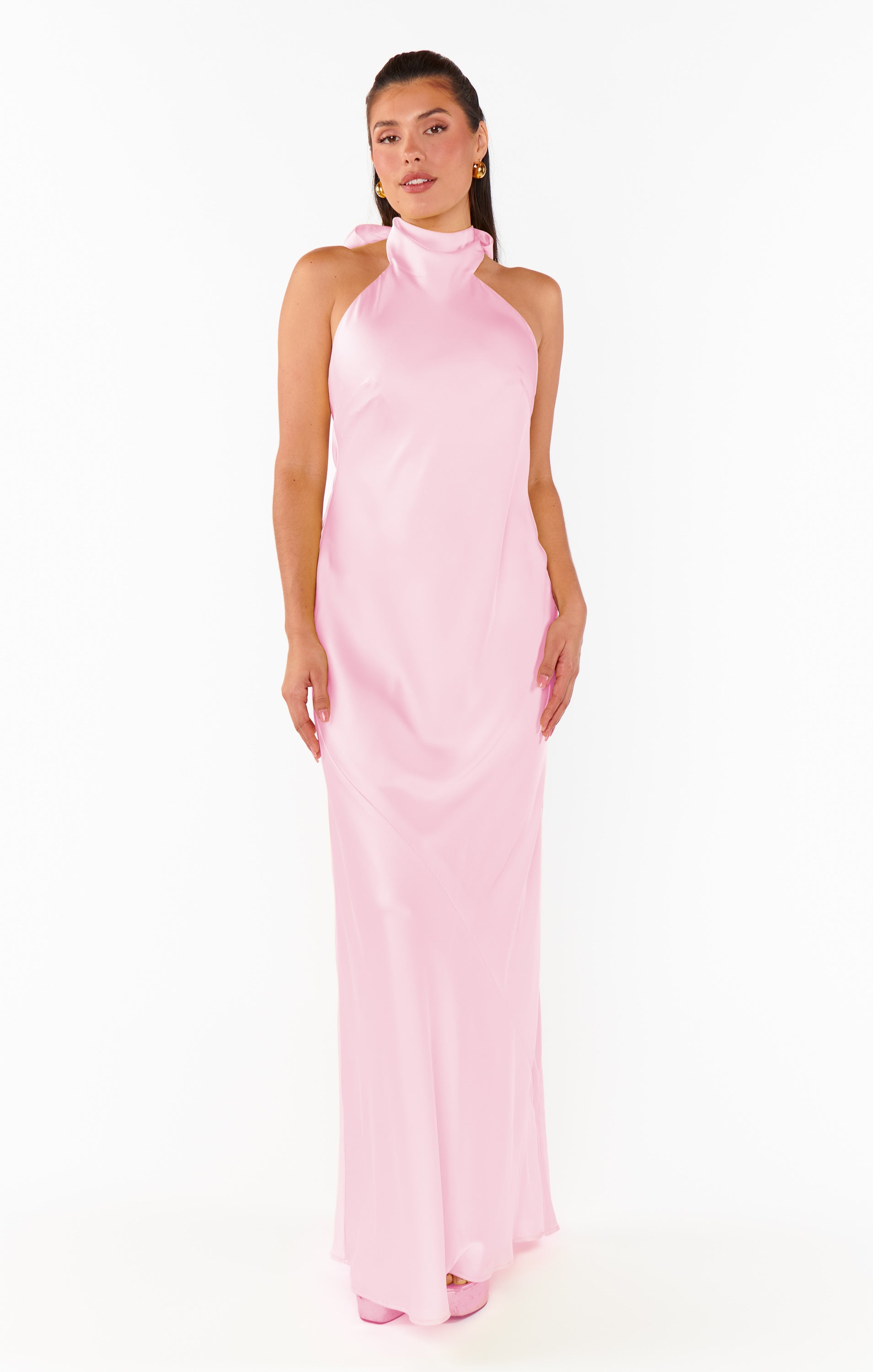 Lisa Maxi Dress ~ Light Pink Luxe Satin