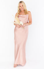 Tuscany Maxi Slip Dress ~ Rose Gold Luxe Satin