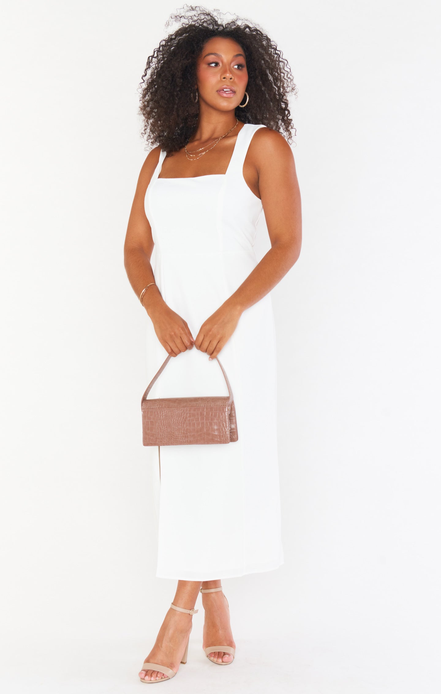 Eden Midi Dress ~ White Stretch