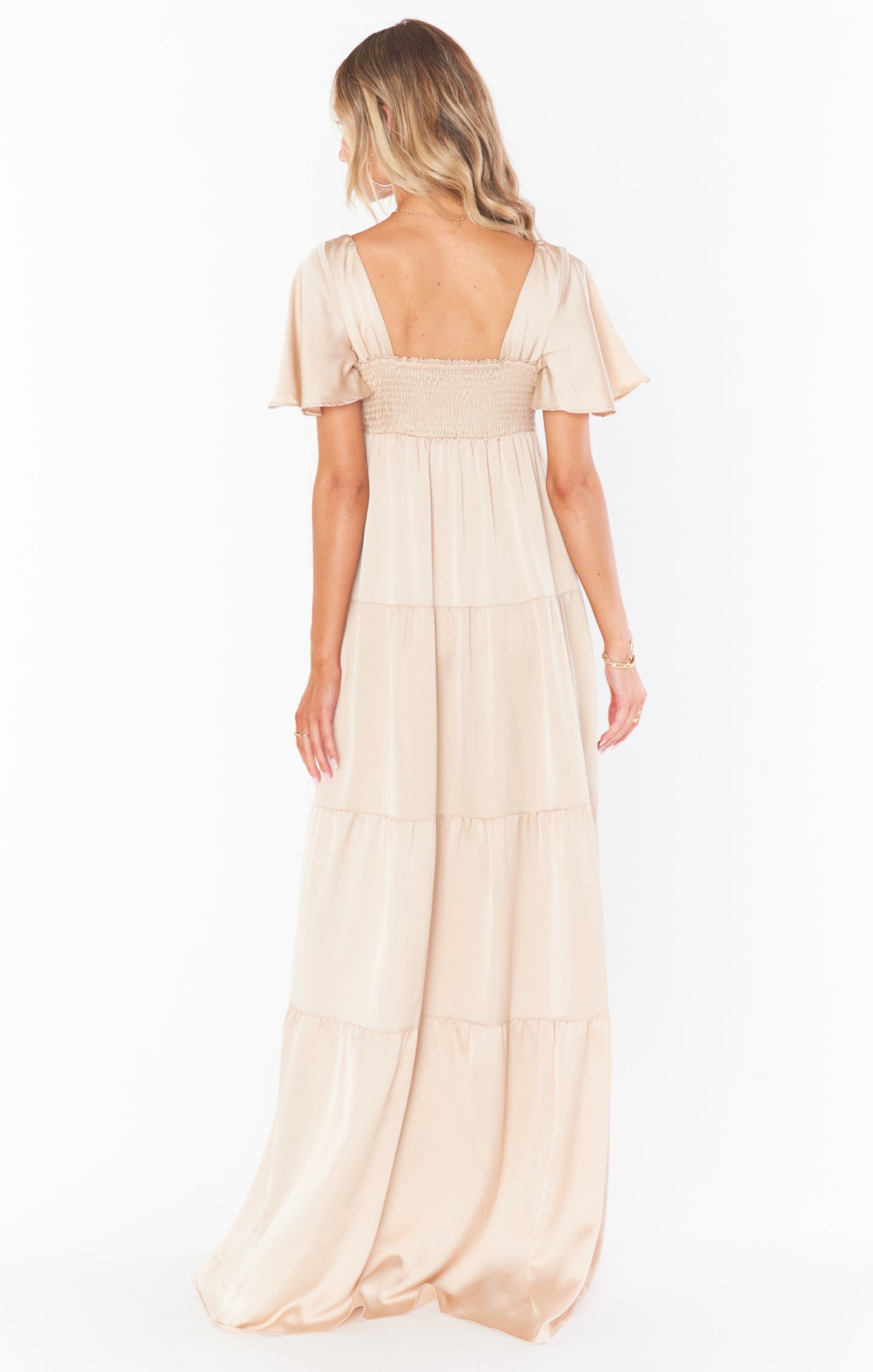 Nicole Maxi Dress ~ Champagne Luxe Satin
