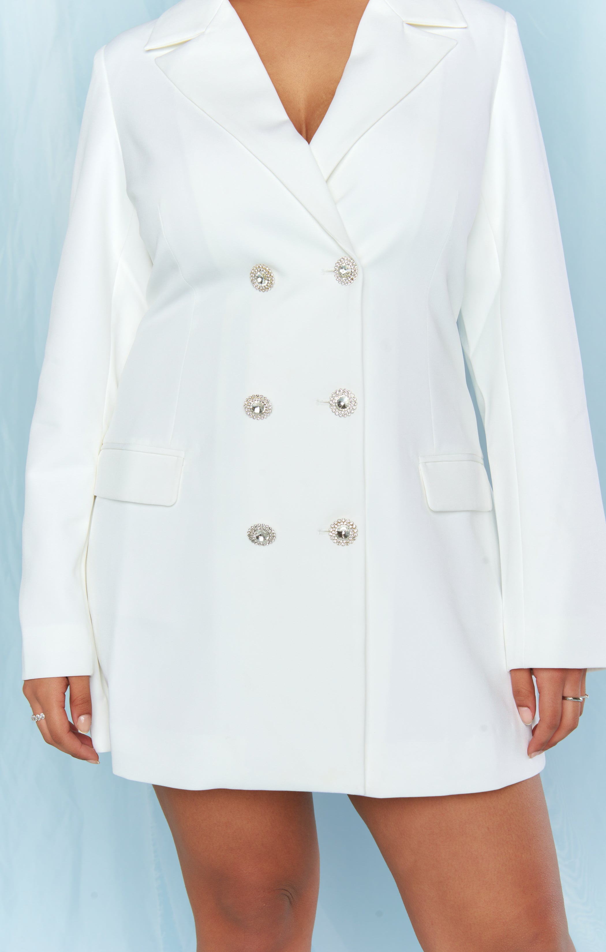 Save the Date Blazer Dress ~ White Suiting