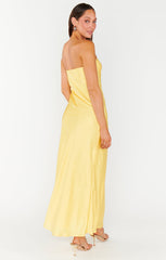 Taylor Tube Dress ~ Yellow Luxe Satin