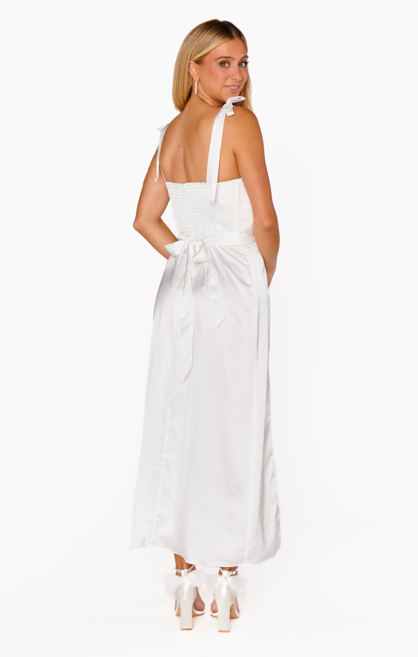 Willow Midi Dress ~ Ivory Luxe Satin