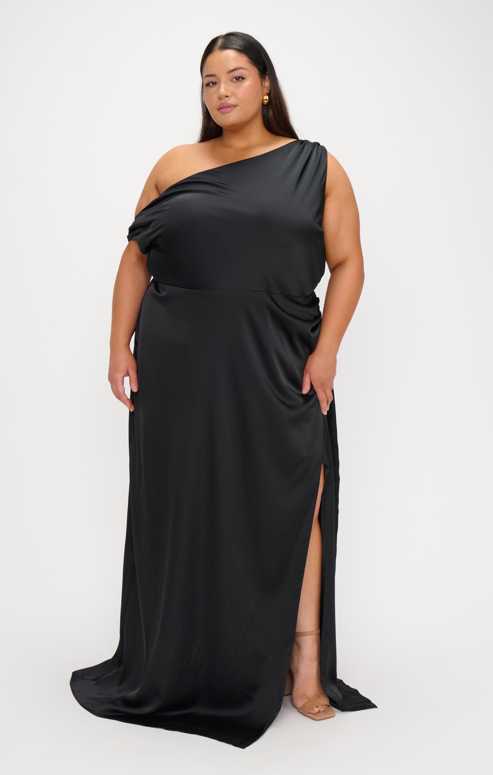 Jodie Dress ~ Black Luxe Satin