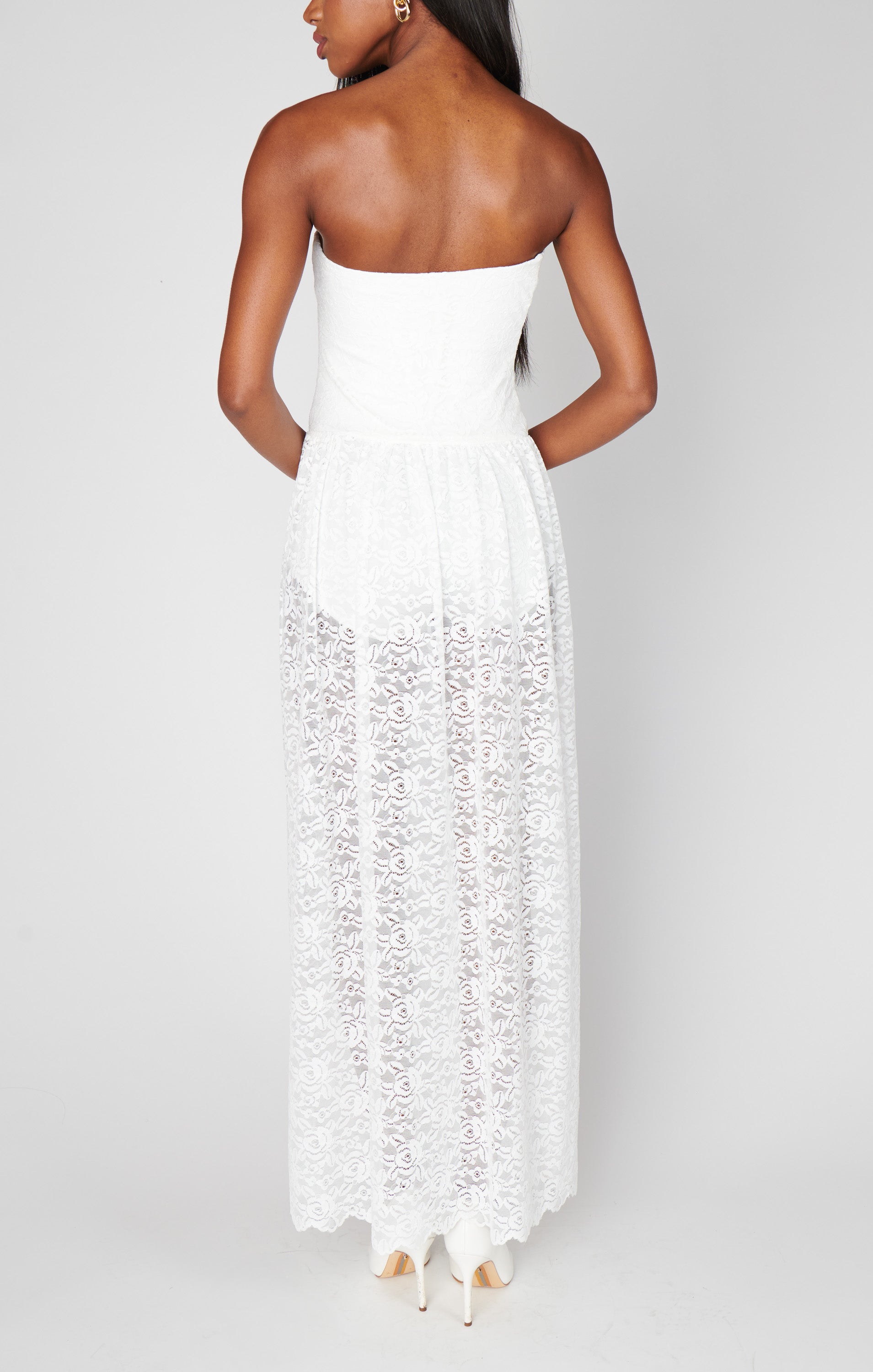 Diana Drop Waist Dress ~ White Lovely Lace