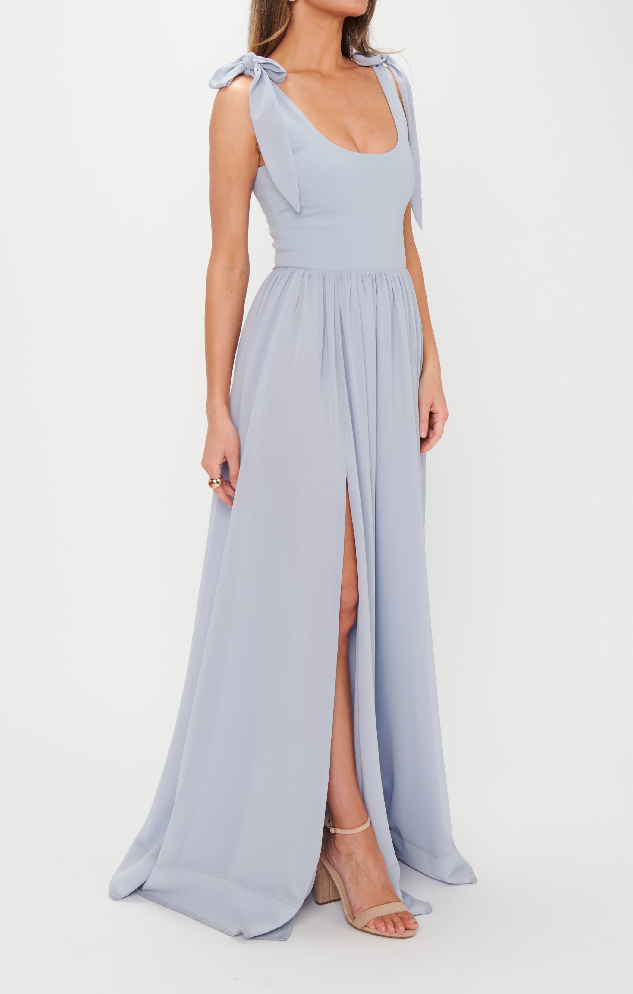 Harper Maxi Dress ~ Steel Blue Chiffon