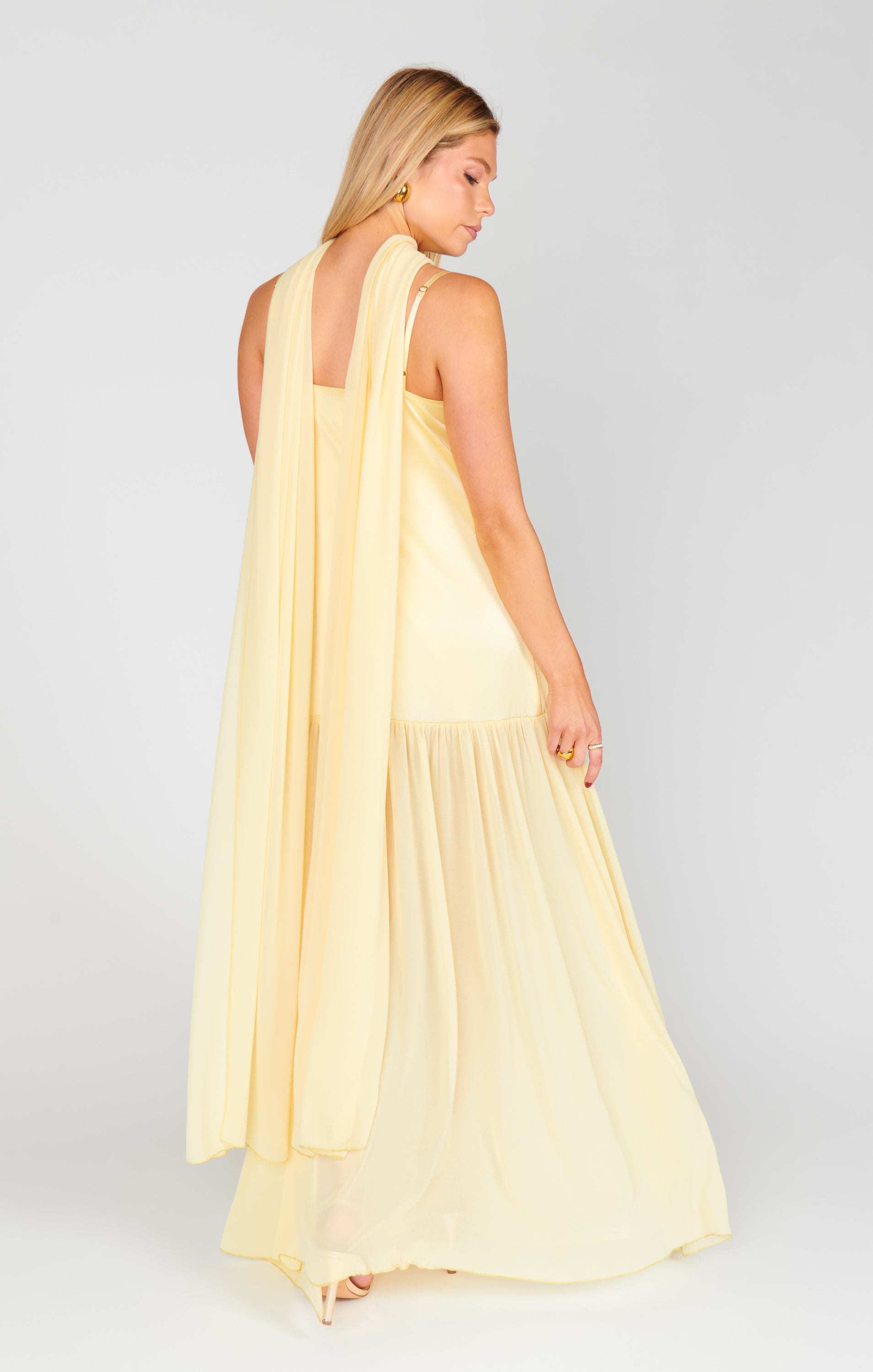 Dalia Maxi Dress ~ Pale Yellow Luxe Satin
