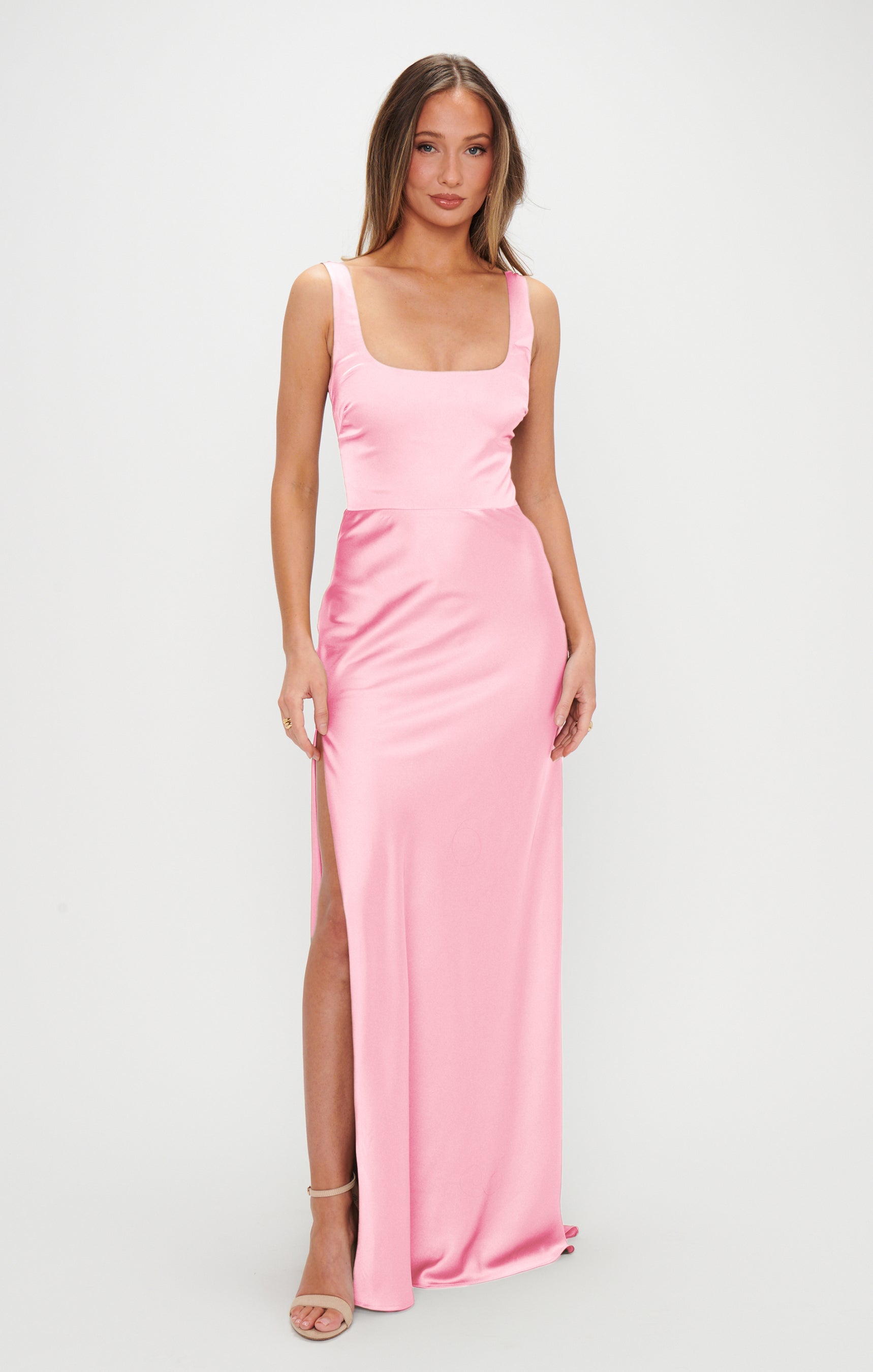 Lana Maxi Dress ~ Light Pink Luxe Satin