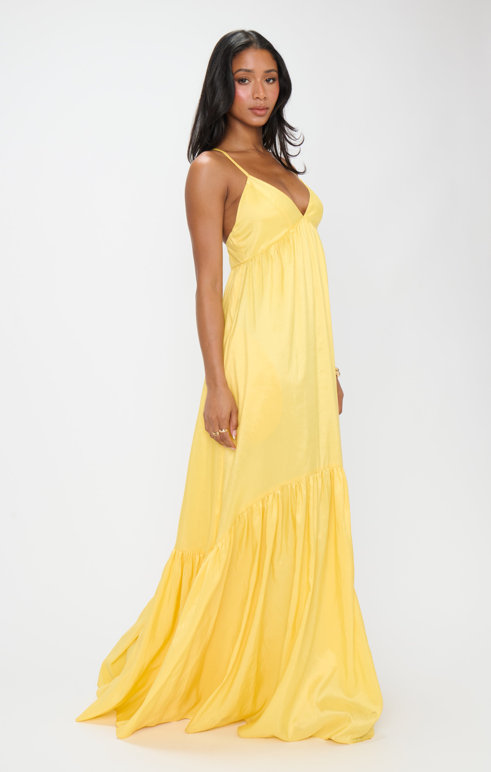 Corrine Maxi Dress ~ Yellow Light Taffeta