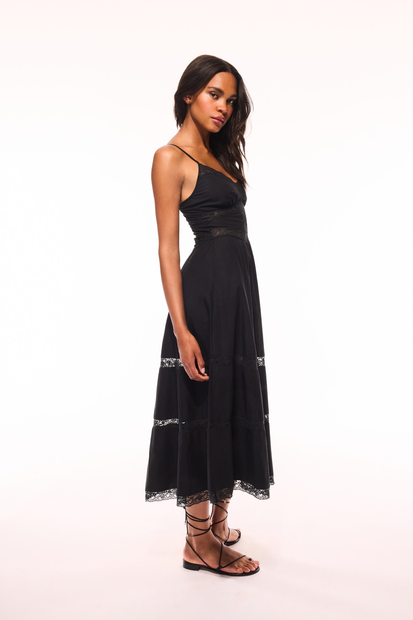 Catryn Lace Bow Cotton Midi Dress