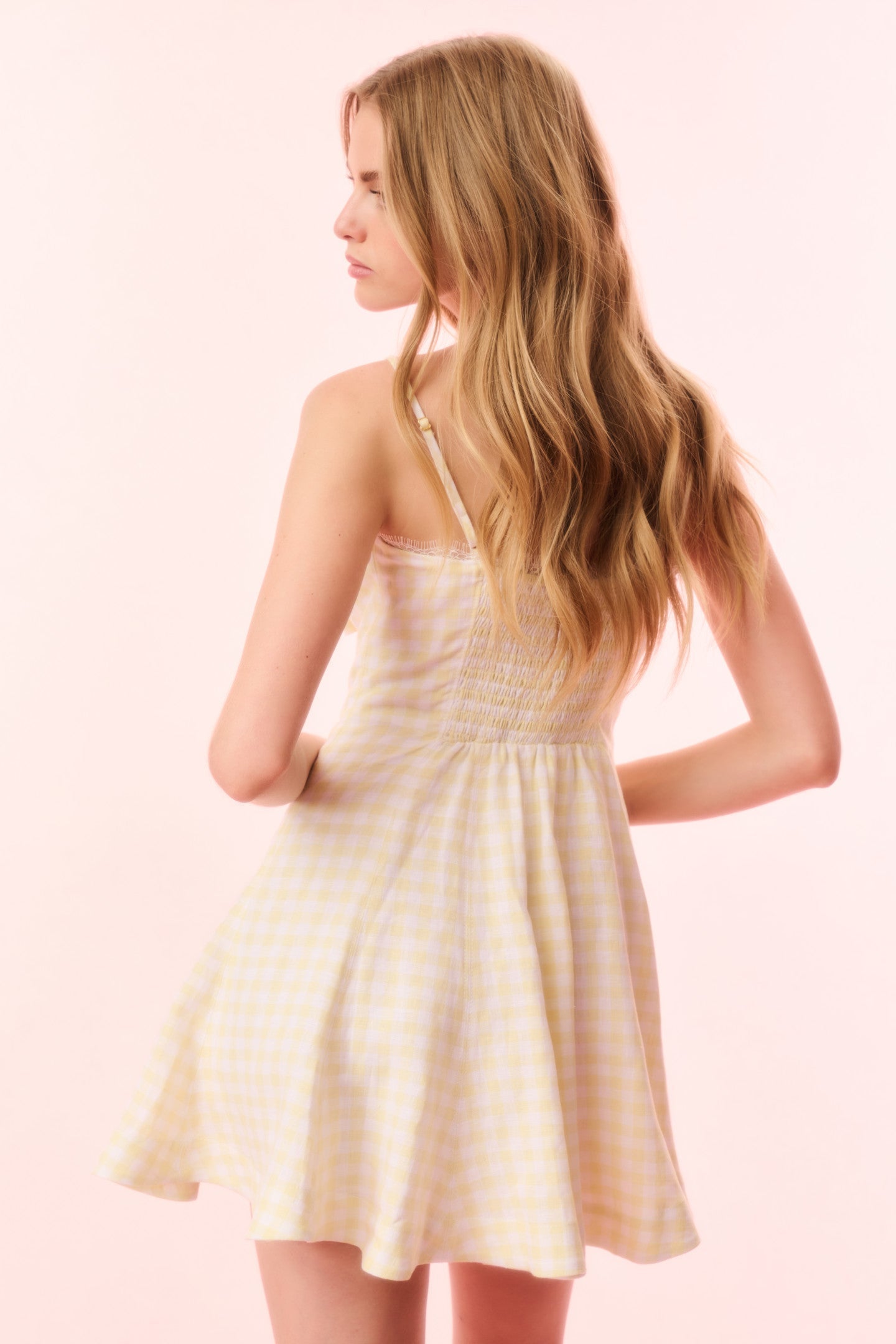 Clarine Linen Gingham Bow Dress