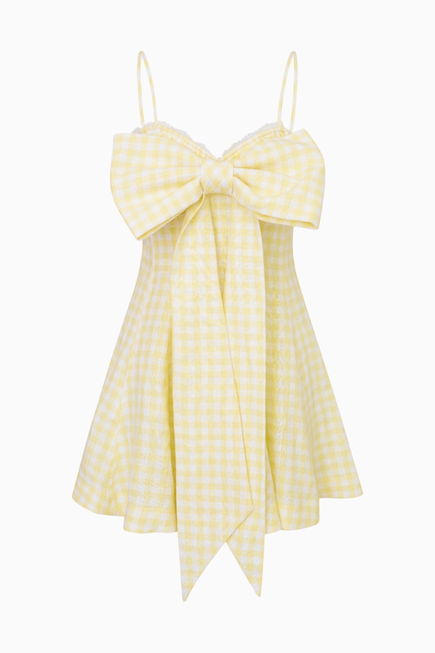 Clarine Linen Gingham Bow Dress