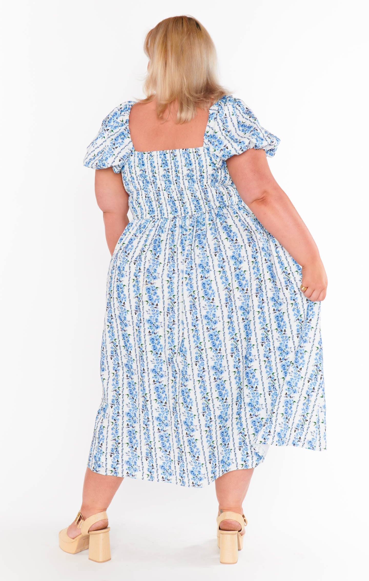 Belle Midi Dress ~ Blue Bliss Stripe