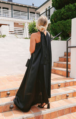 Rhea One Shoulder Dress ~ Black Luxe Satin