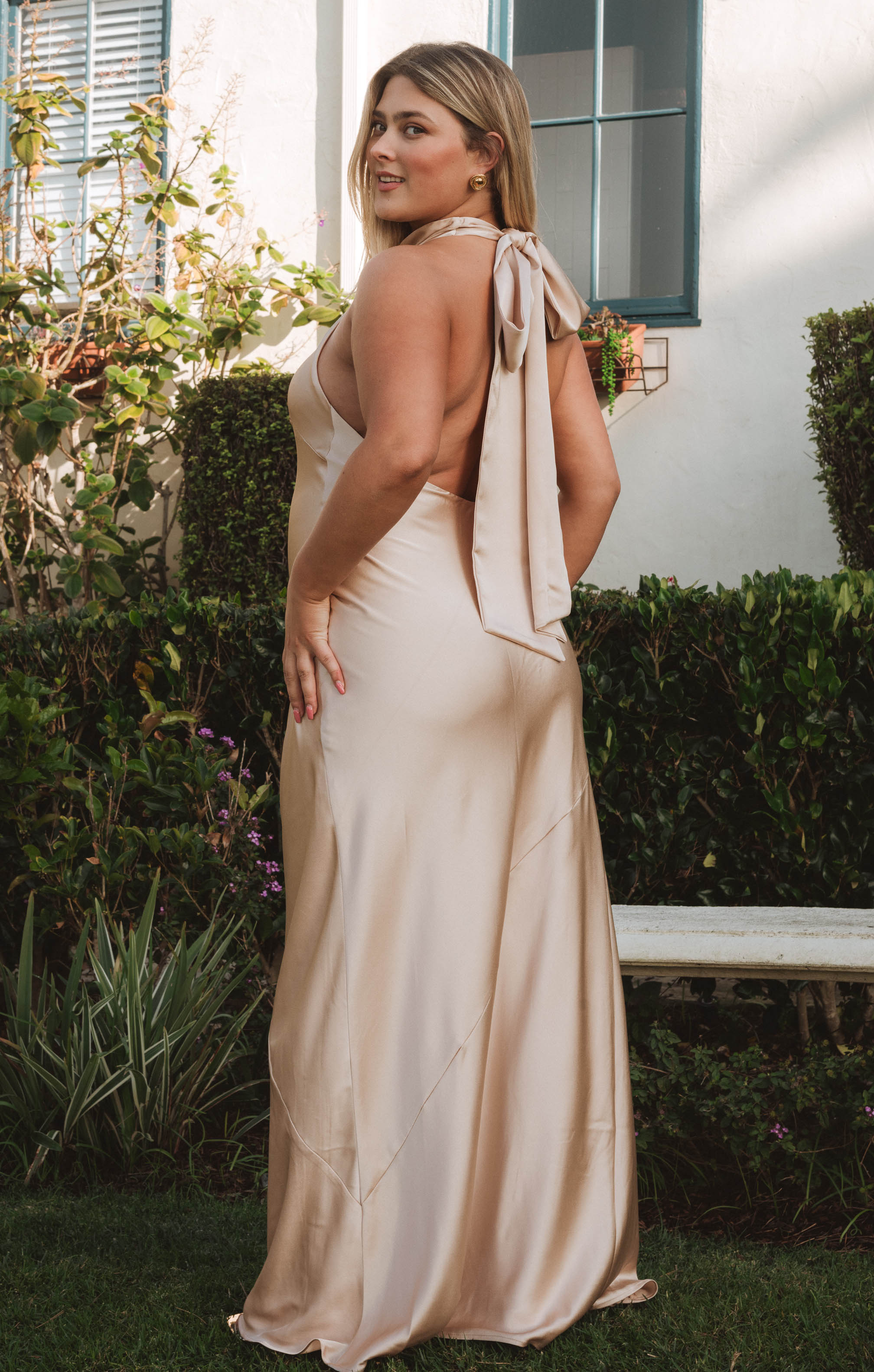 Lisa Maxi Dress ~ Champagne Luxe Satin