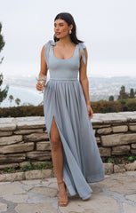 Harper Maxi Dress ~ Steel Blue Chiffon