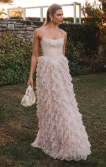 Francesca Maxi Dress ~ Champagne Tulle Ruffle