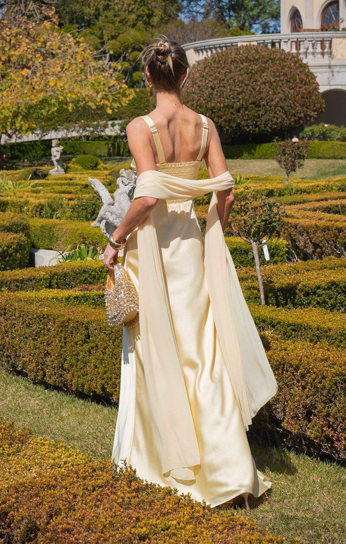 Lana Maxi Dress ~ Pale Yellow Luxe Satin