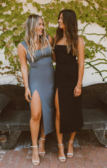 Eden Midi Dress ~ Black Stretch