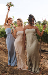 Taylor Tube Maxi Dress ~ Moss Green Luxe Satin