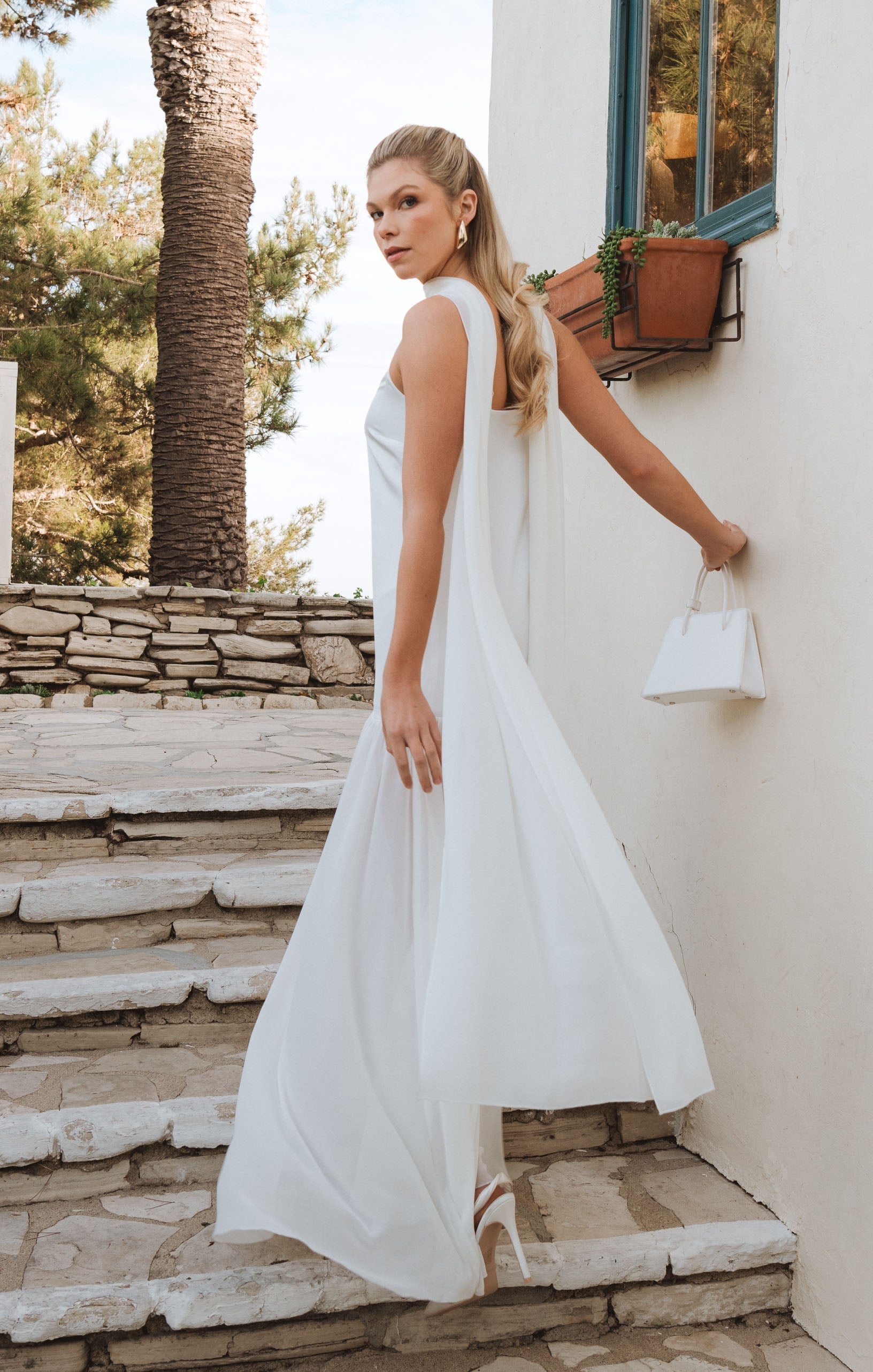 Dalia Maxi Dress ~ Ivory Luxe Satin