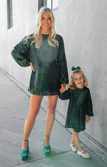 Sure Thing Mini Dress ~ Emerald Sequins
