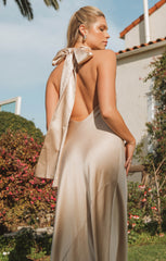 Lisa Maxi Dress ~ Champagne Luxe Satin